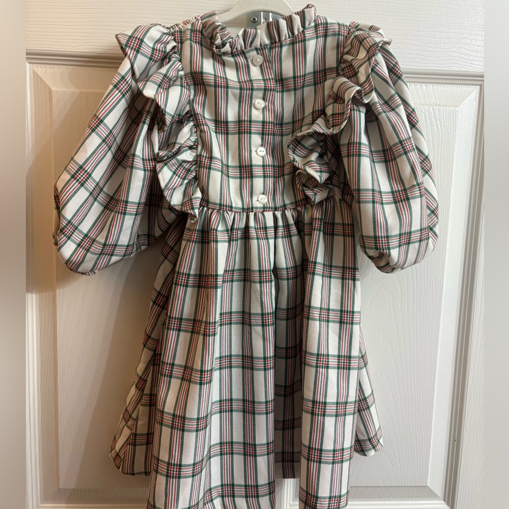 Bonnie Jean Festive Plaid Dress with Green Accents - Picture 4 of 4